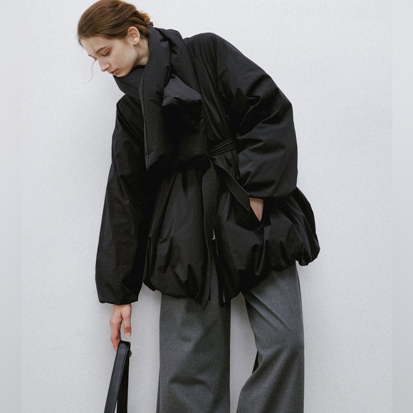 NWOT Tageechita Tie Waist Down Jacket Scarf Set - Picture 3 of 12